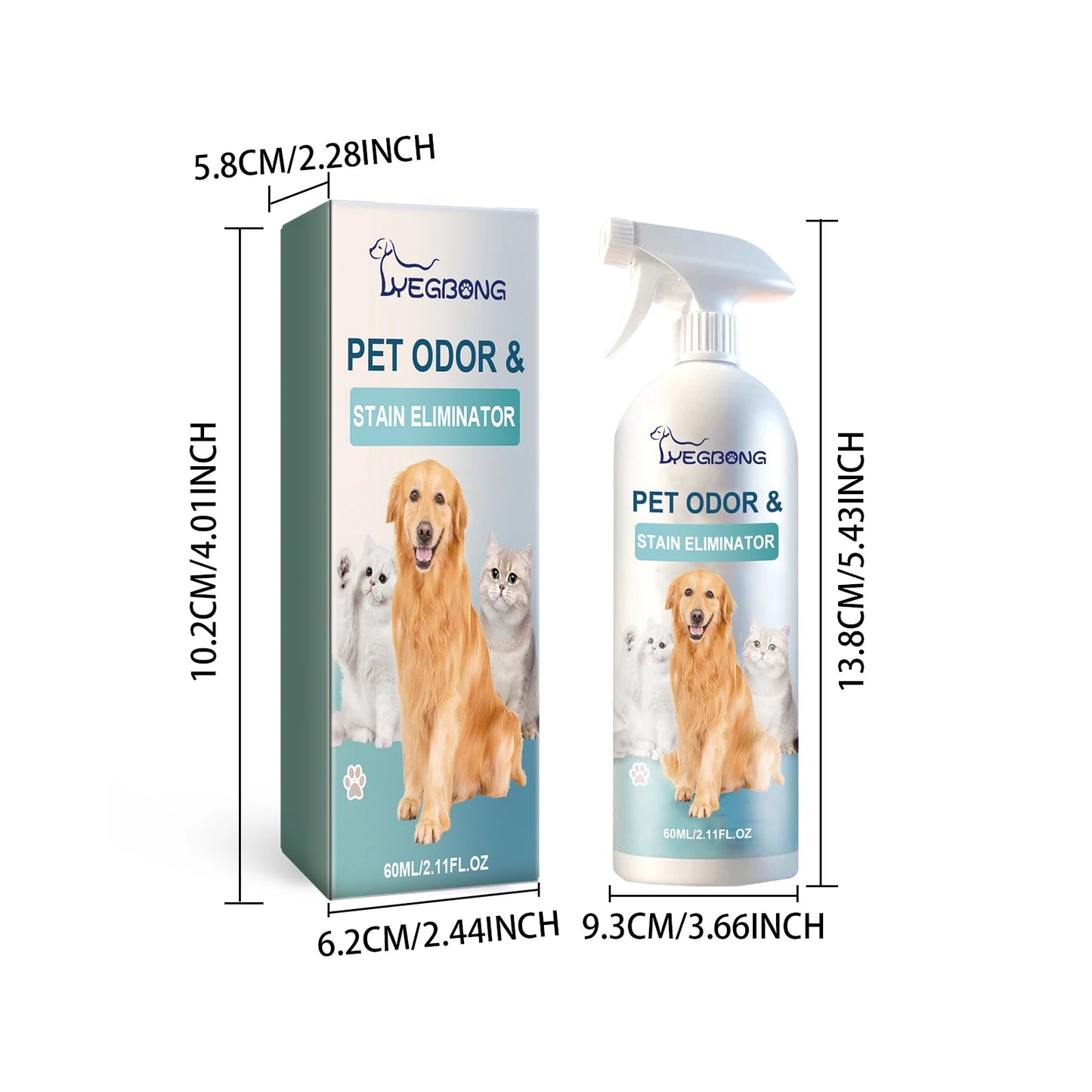 YEGBONG Dog Deodorant Spray Odor Control Nonirritating Mist