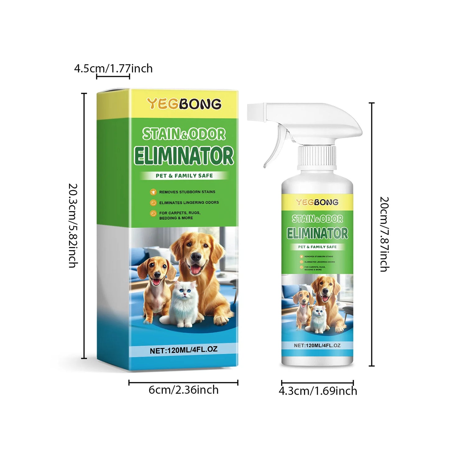 Yegbong Pet Stain Cleaner Spray Degreasing And Odor Eliminator