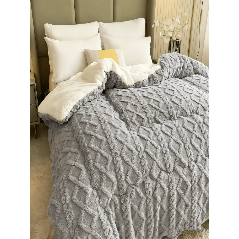 Luxurious Taffeta Plush All Seasons Blanket Hundred Percent Acrylic Jacquard