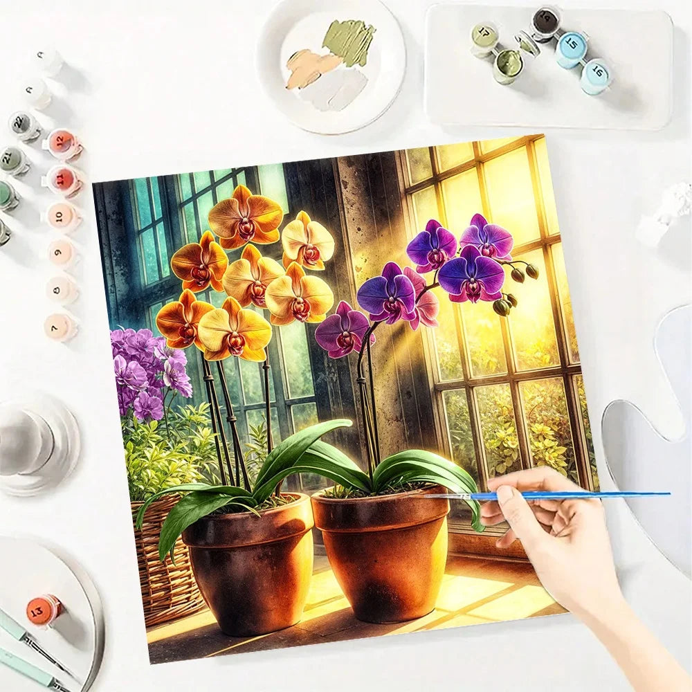 Adult Paint By Number Canvas Flowers DIY Art Kit Decor