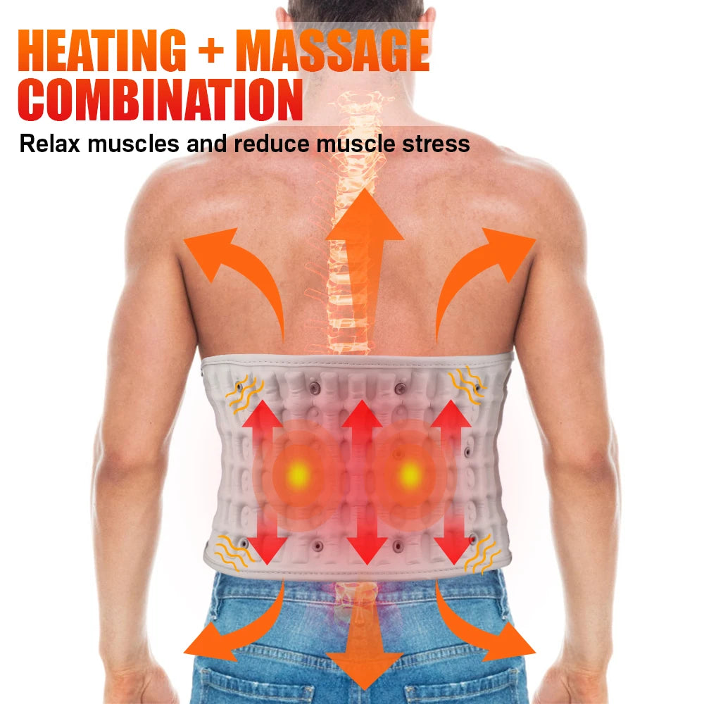 Pastsky Inflatable Lumbar Support Belt With Heating And Rechargeable Battery