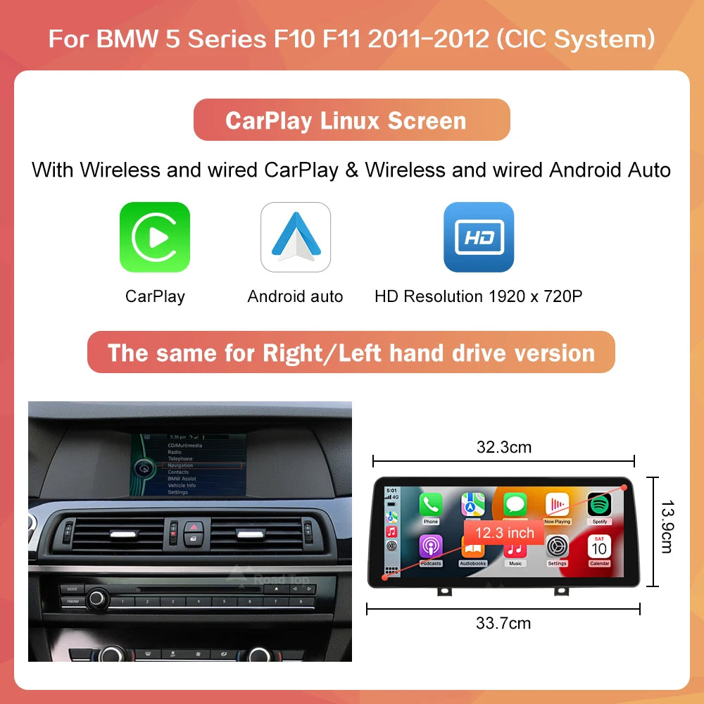Road Top Wireless CarPlay Android Auto Receiver For BMW F10F11