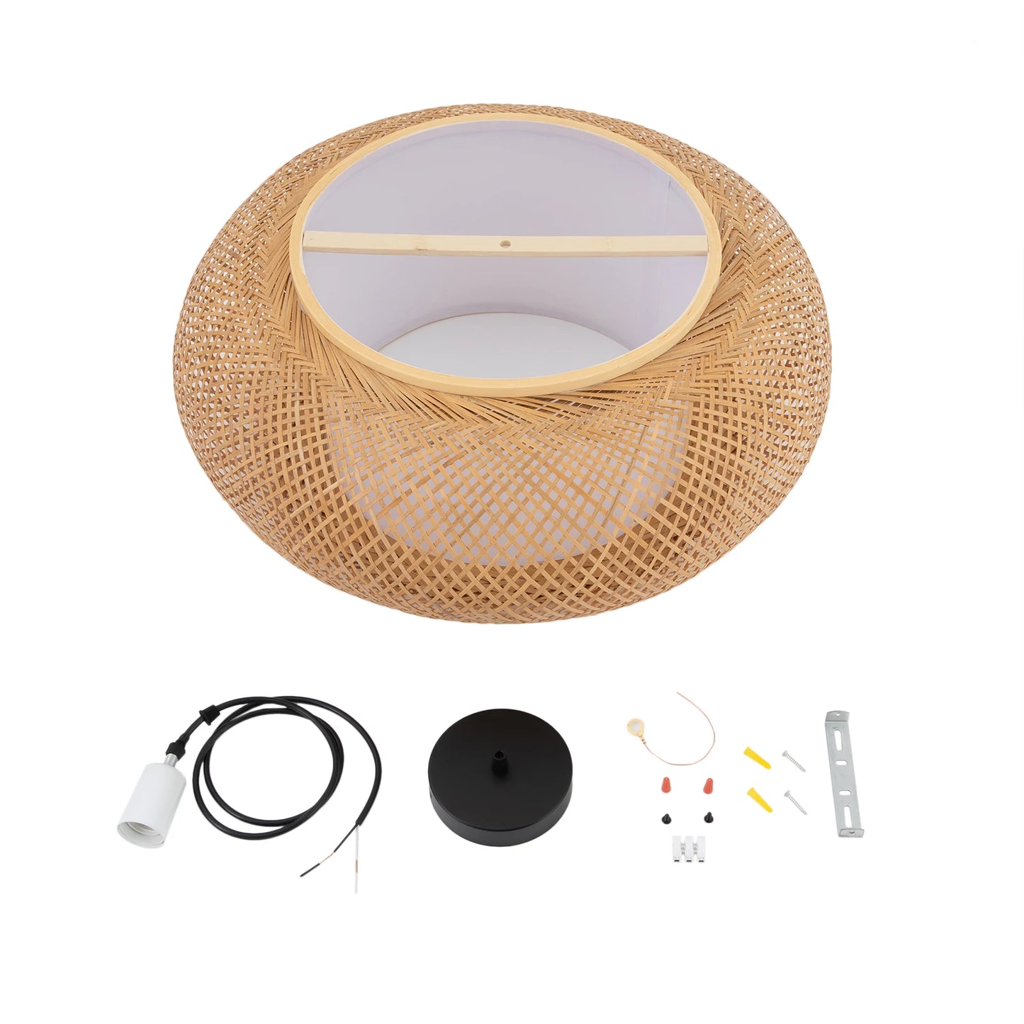 Bymaocar Natural Bamboo Wicker Pendant Lamp Modern Cage Chandelier EnergyEfficient