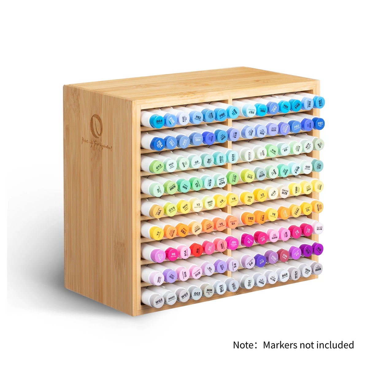 Ohuhu Bamboo Marker Organizer Wooden Desktop Storage Holder