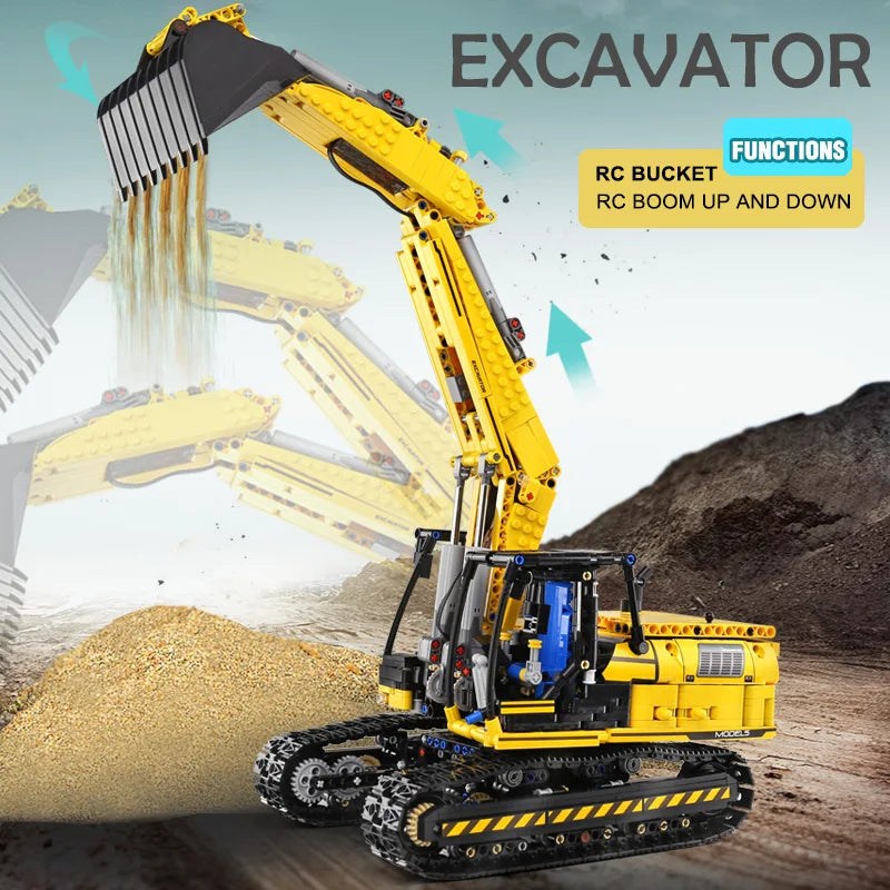 Mould King Motorized Excavator Building Block Construction Toy for Kids