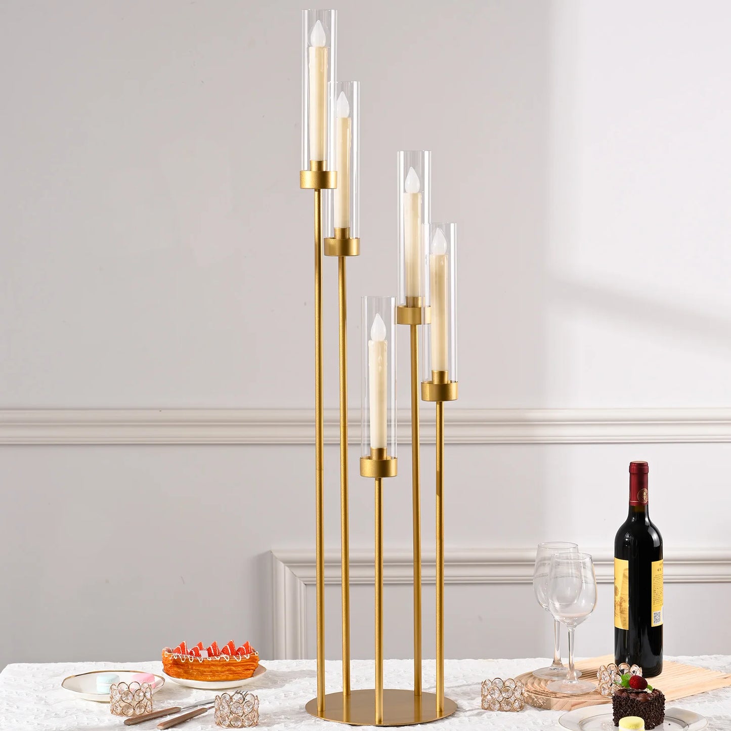 VINCIGANT Floor Candelabra Five Arm Candle Holder LuxuriousWeddingReceptionDecorCollection