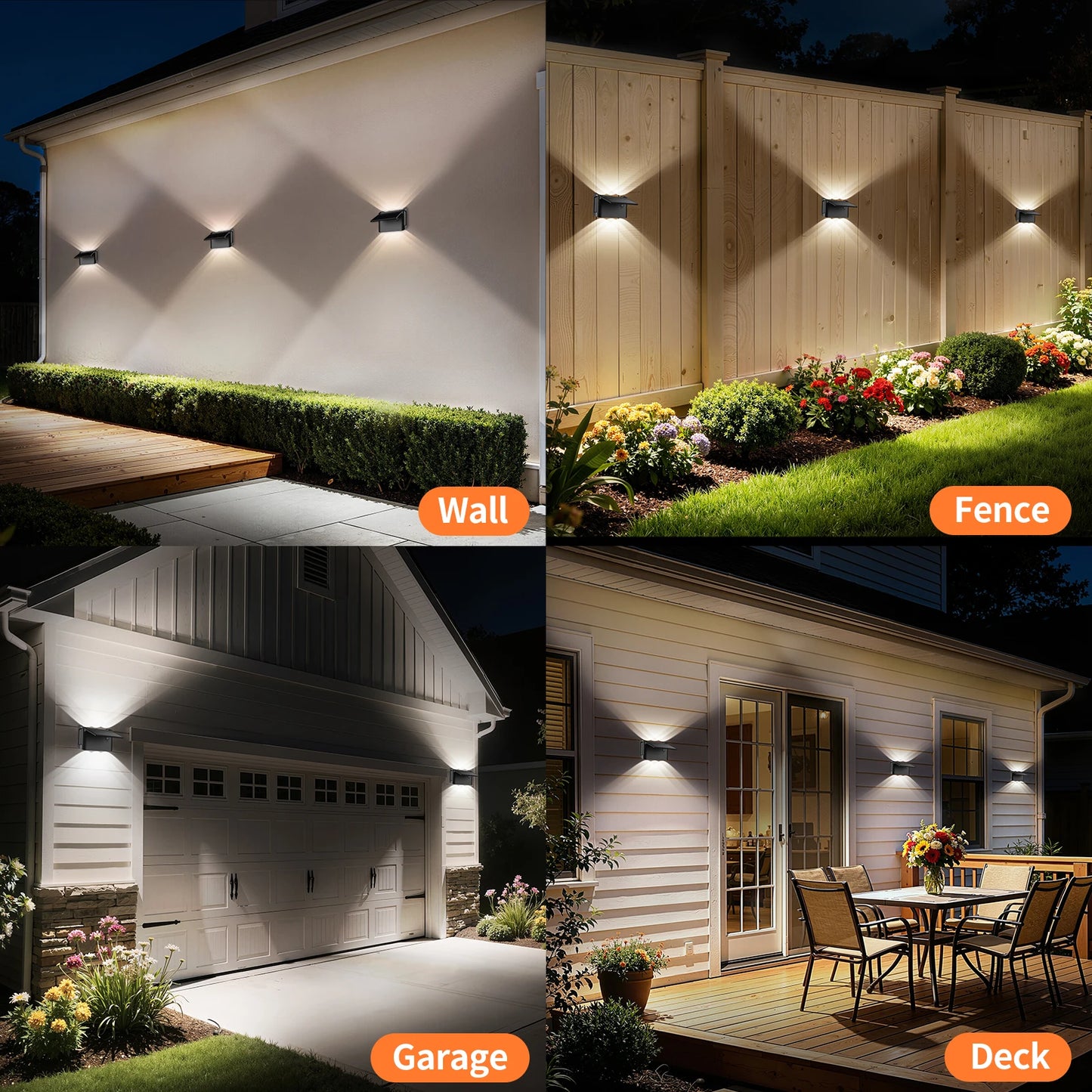 Intelamp Waterproof Solar Wall Lights With Remote Control Unit