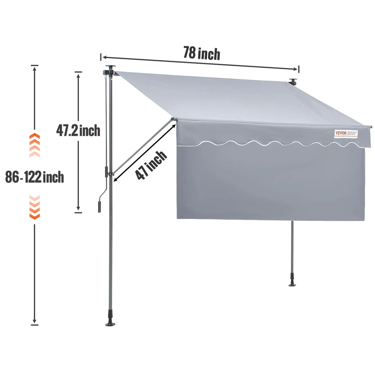 SucceBuy Manual Retractable Awning Water Resistant Outdoor Sun Shade