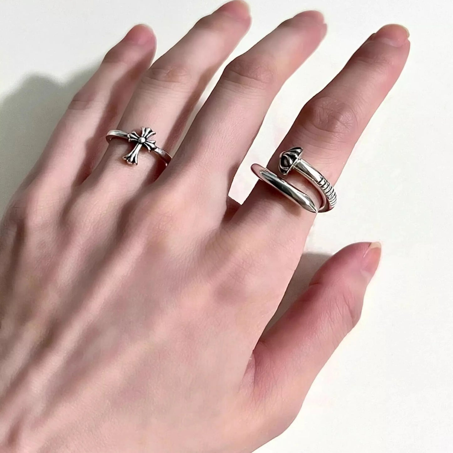 NONECN S925 Sterling Silver Convex Nail Ring For Men And Women