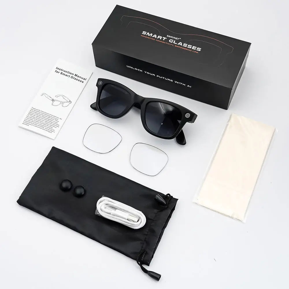 GS4 Max Smart Glasses Dual Lenses 8MP 1080P Video AI Translation