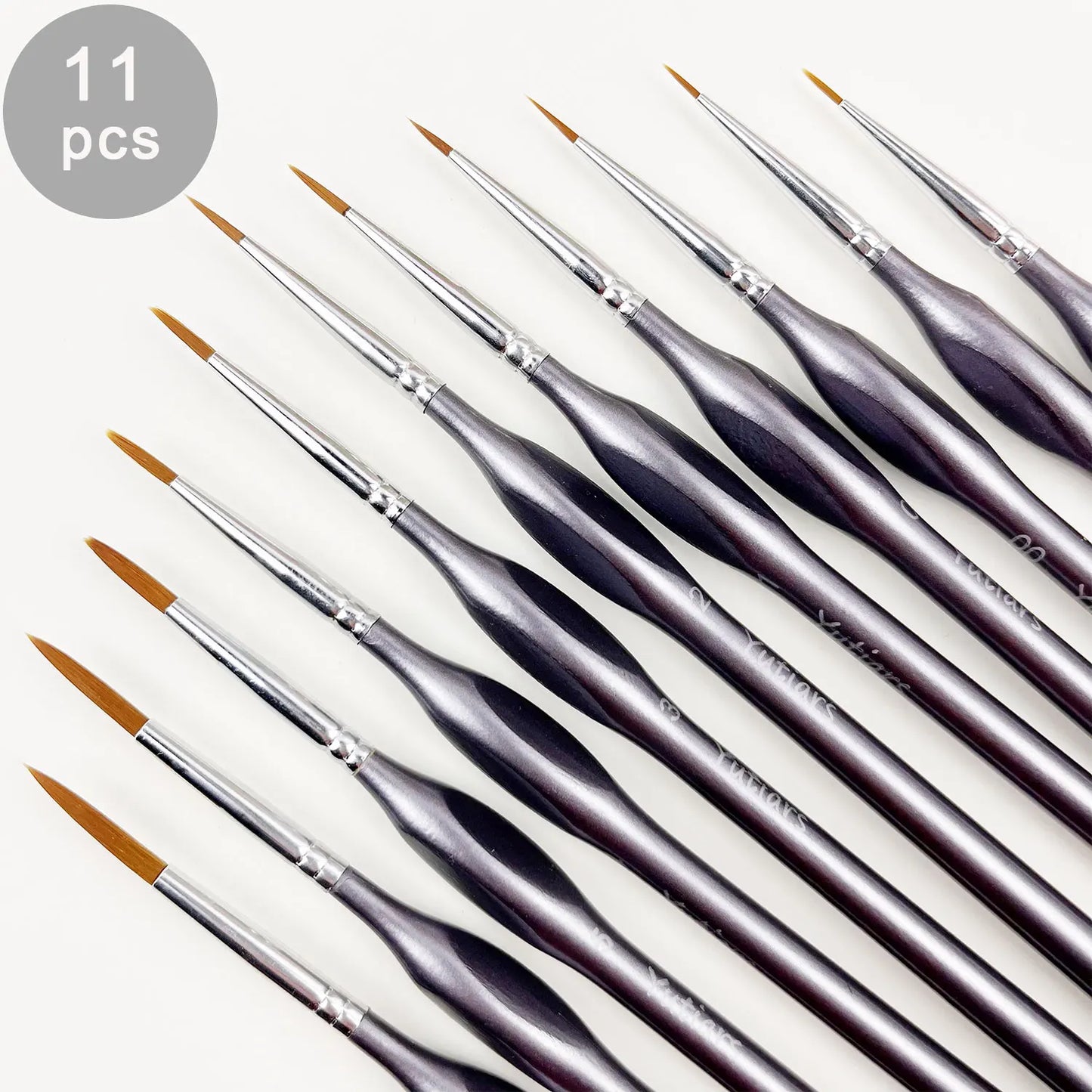 Miniature Detail Tip Paint Brush Set With Ergonomic Handles Acrylic