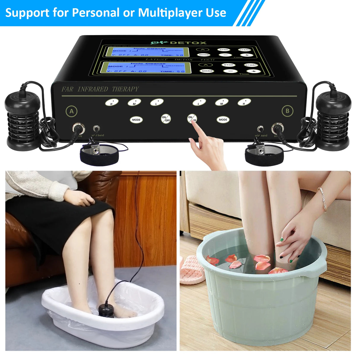 Dual Ionic Foot Bath And Infrared Heating Waist Detox Machine