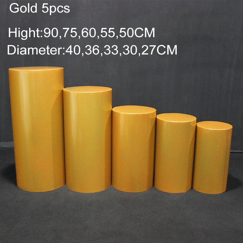 Iron Cylinder Circular Wedding Column Pedestal For Flower Stand And Cake Display