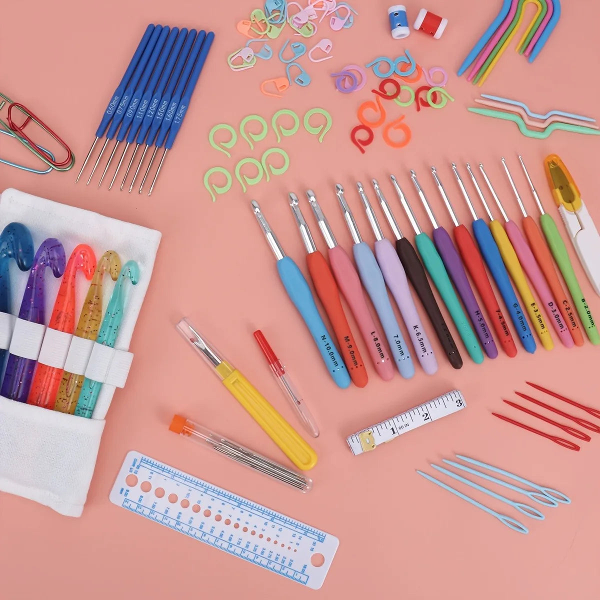 Ergonomic Crochet Hooks Set with Storage Bag and Craft Needles