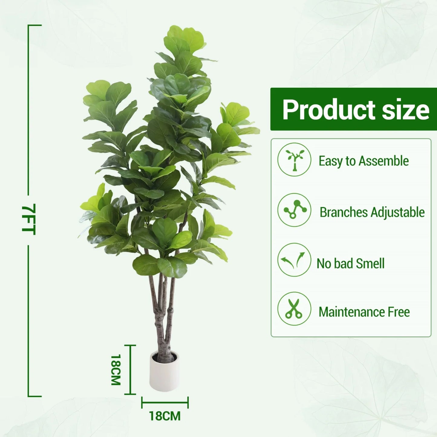 HiMISS Artificial Fiddle Leaf Fig Tree In Pot Home Decor