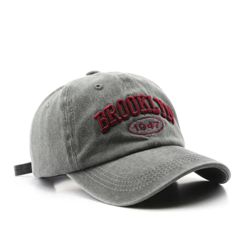 Retro Brooklyn Letter Embroidery Baseball Cap Unisex Cotton Adjustable Hat