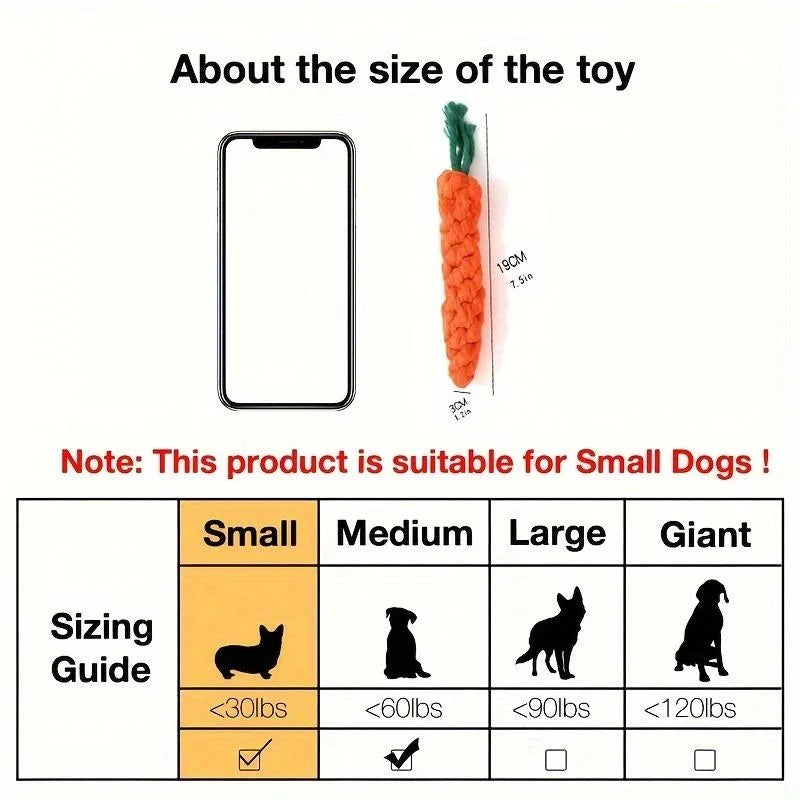 Pet Knot Carrot Rope Toy For Dogs And Cats Indoors
