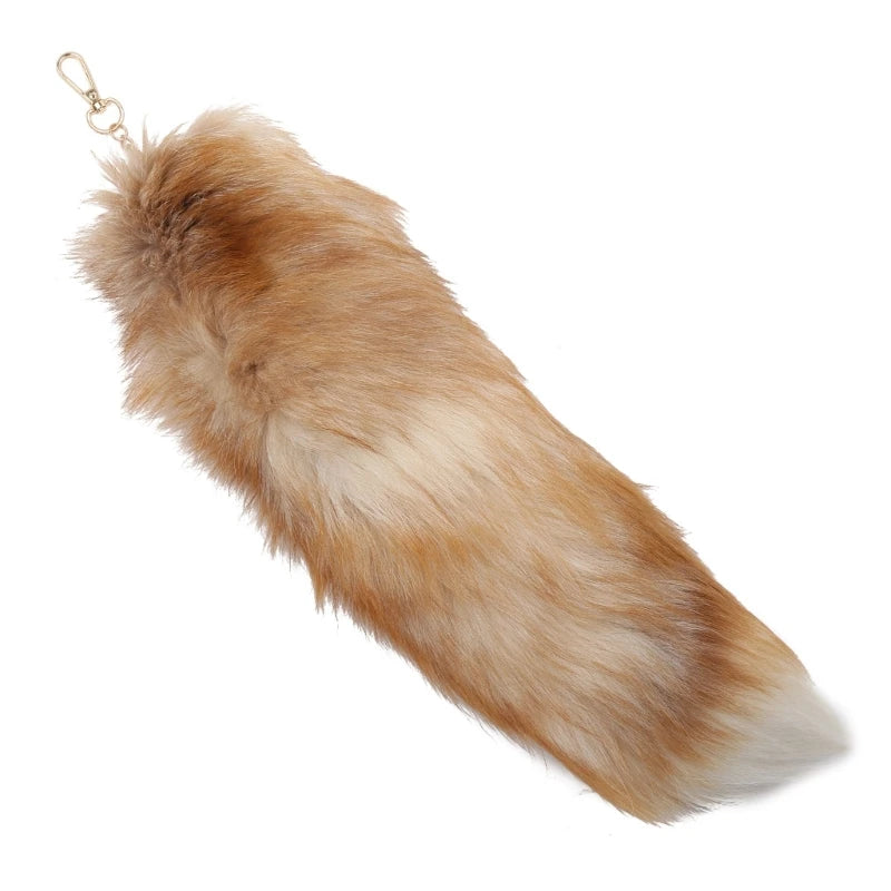 Furry Fox Tail Keychain Plush Keyring For Bags And Keys