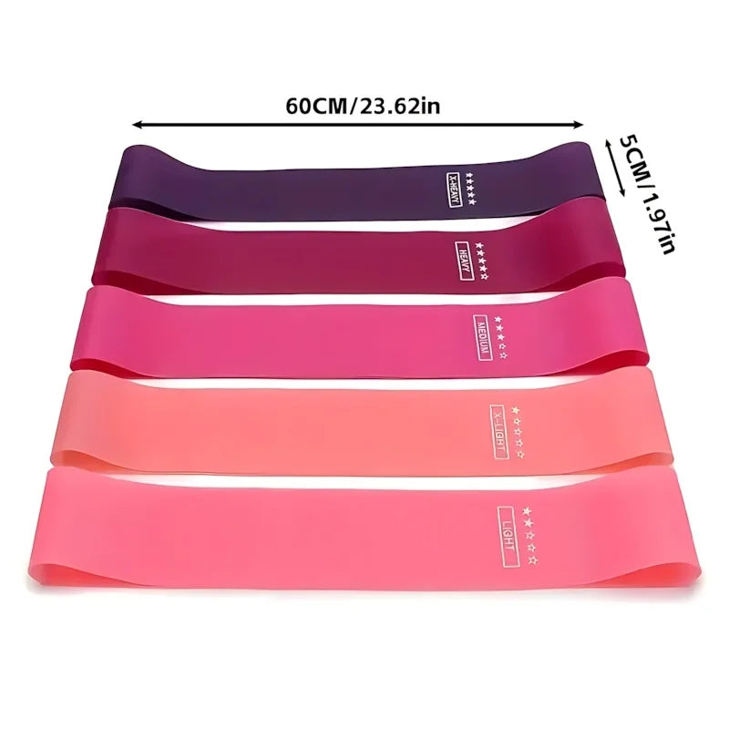 Five Piece Stretch Band Set With Varied Resistance Levels Latex