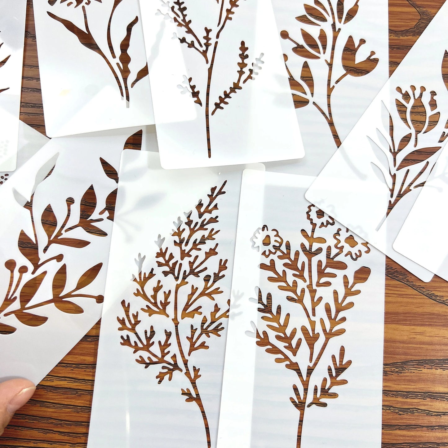 18Pcs Floral Painting Stencils Reusable Plastic Templates For Wood Paper