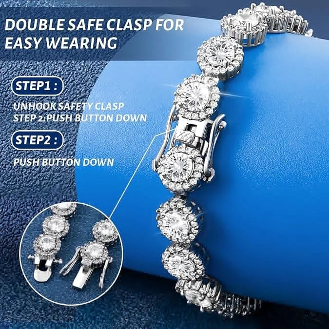 Morganite Tennis Bracelet In 18K White Gold With Lab Diamonds