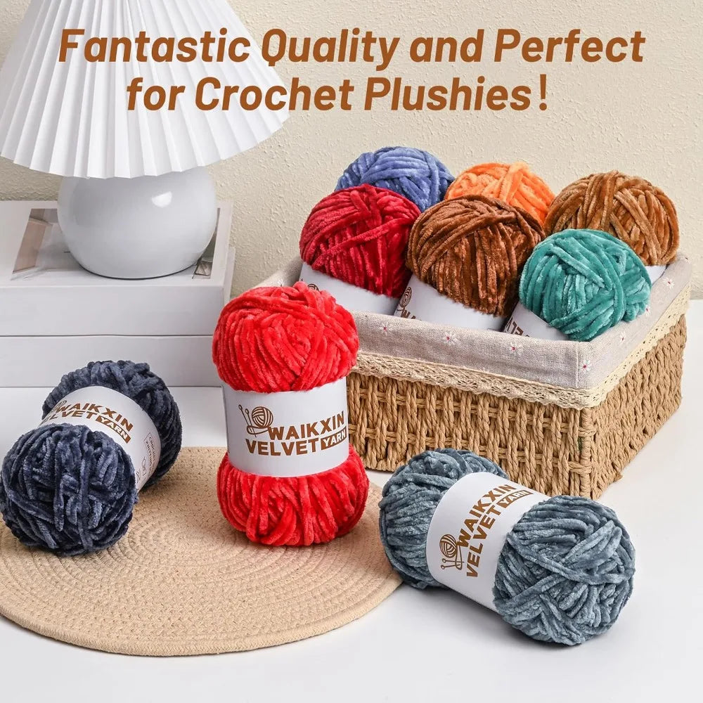 Chunky Chenille Velvet Yarn For Crochet Amigurumi Soft Plush Projects