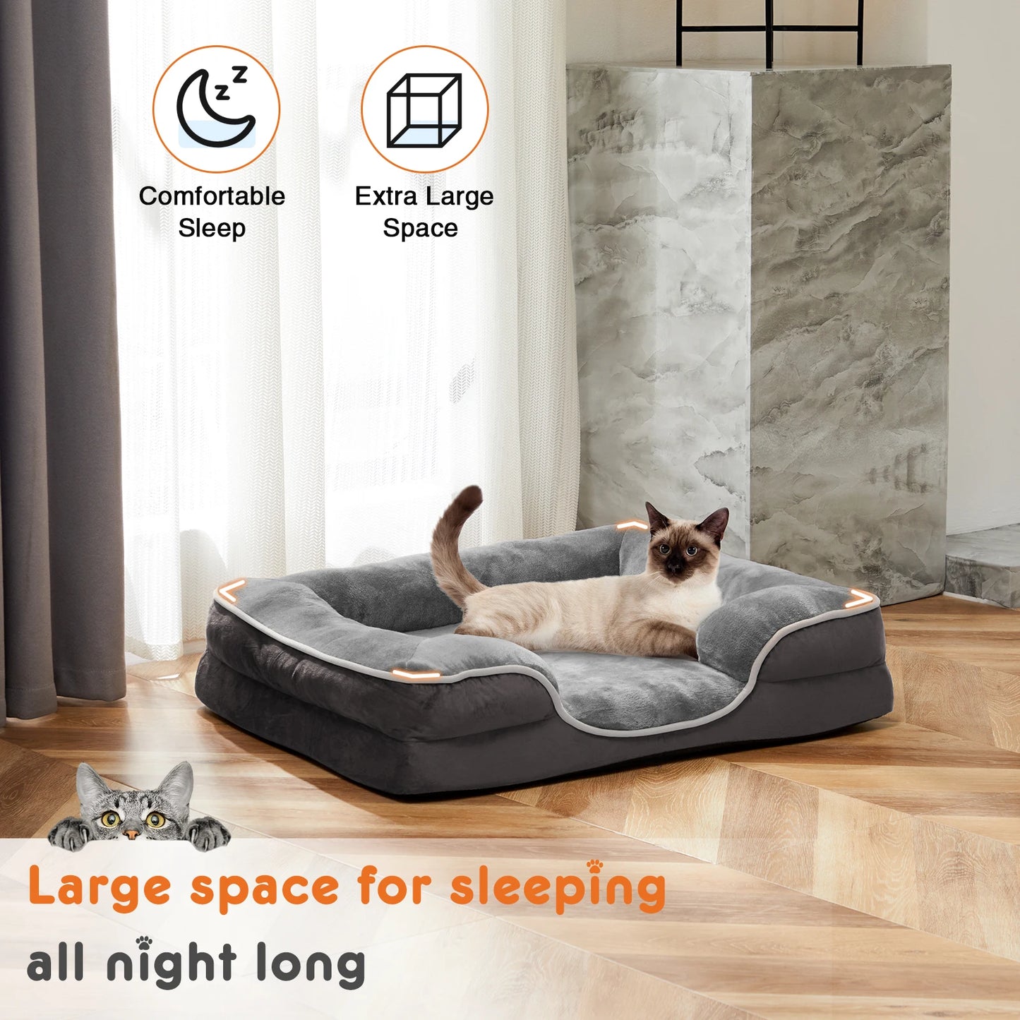 JHK Orthopedic Dog Bed Memory Foam for Small Pets Comfort