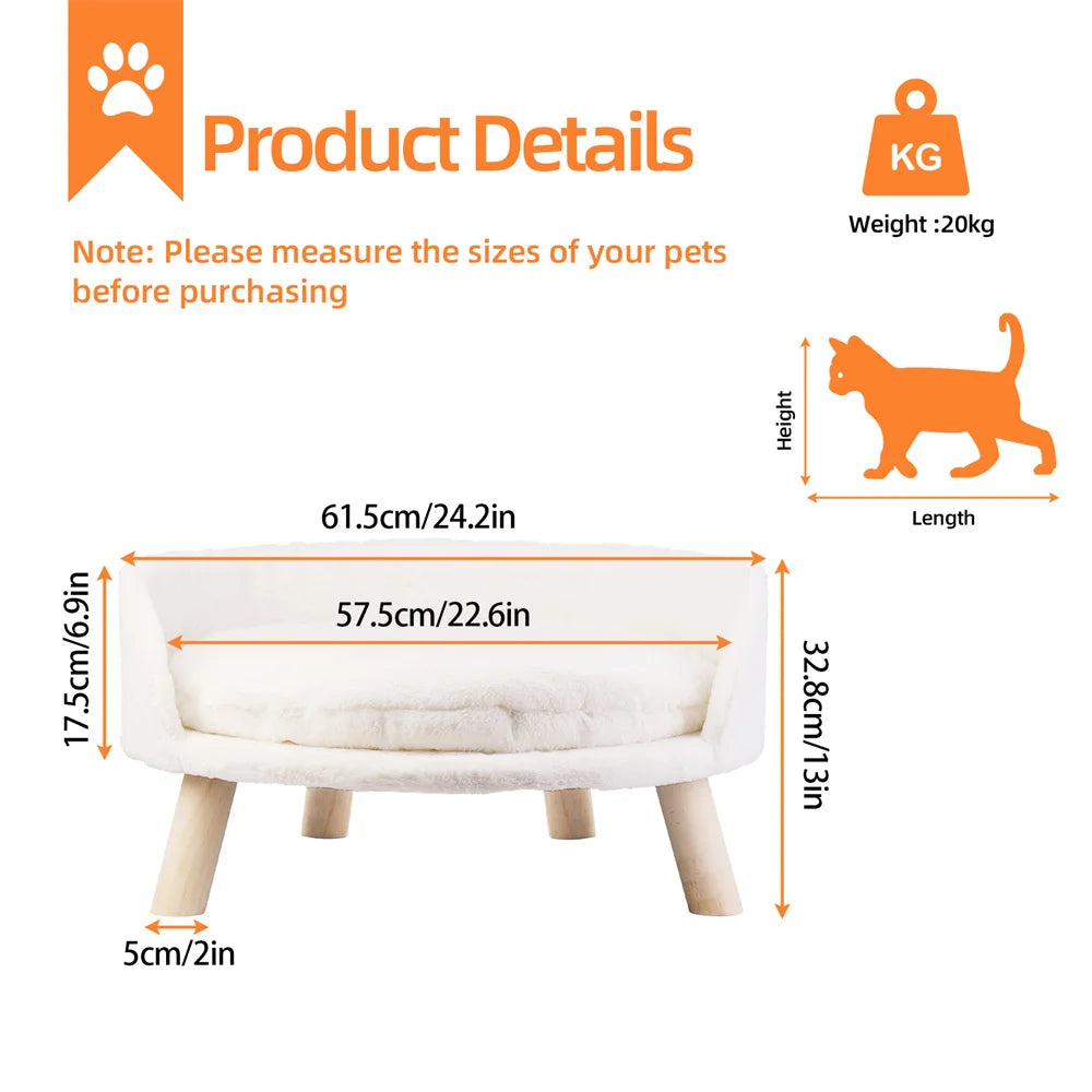 BORWART Elevated Dog Cat Sofa Bed With Removable Cushion