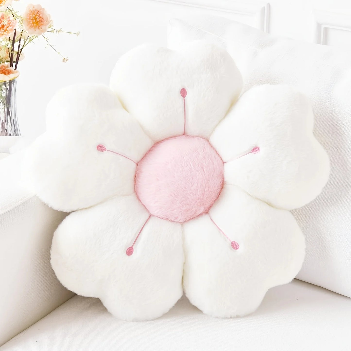 Soft Plush Daisy Flower Throw Pillow Cozy Decorative Cushion Bed