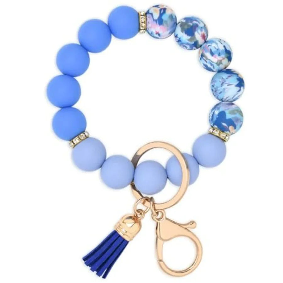 Silicone Beaded Keychain Wristlet For Women And Girls