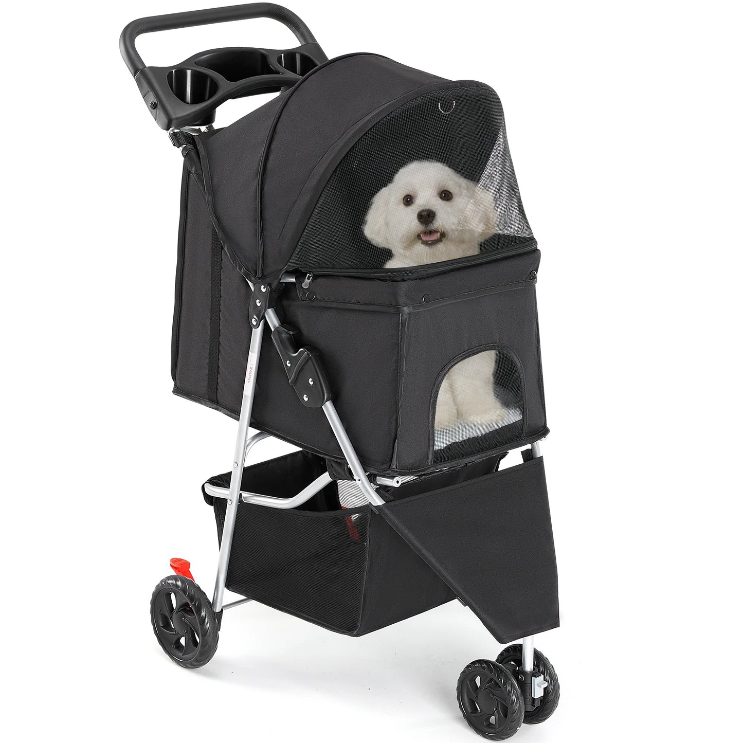 JHK Foldable Pet Stroller Three Wheel For Small Dogs Cats