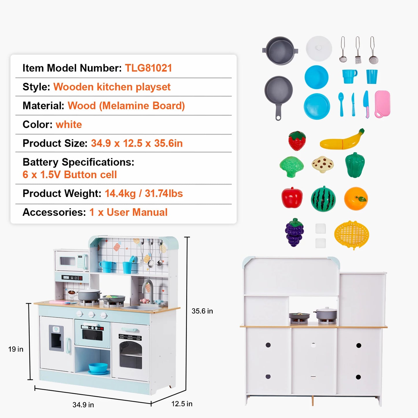 SucceBuy Pretend Play Cooking Toy For Kids Chef Playset