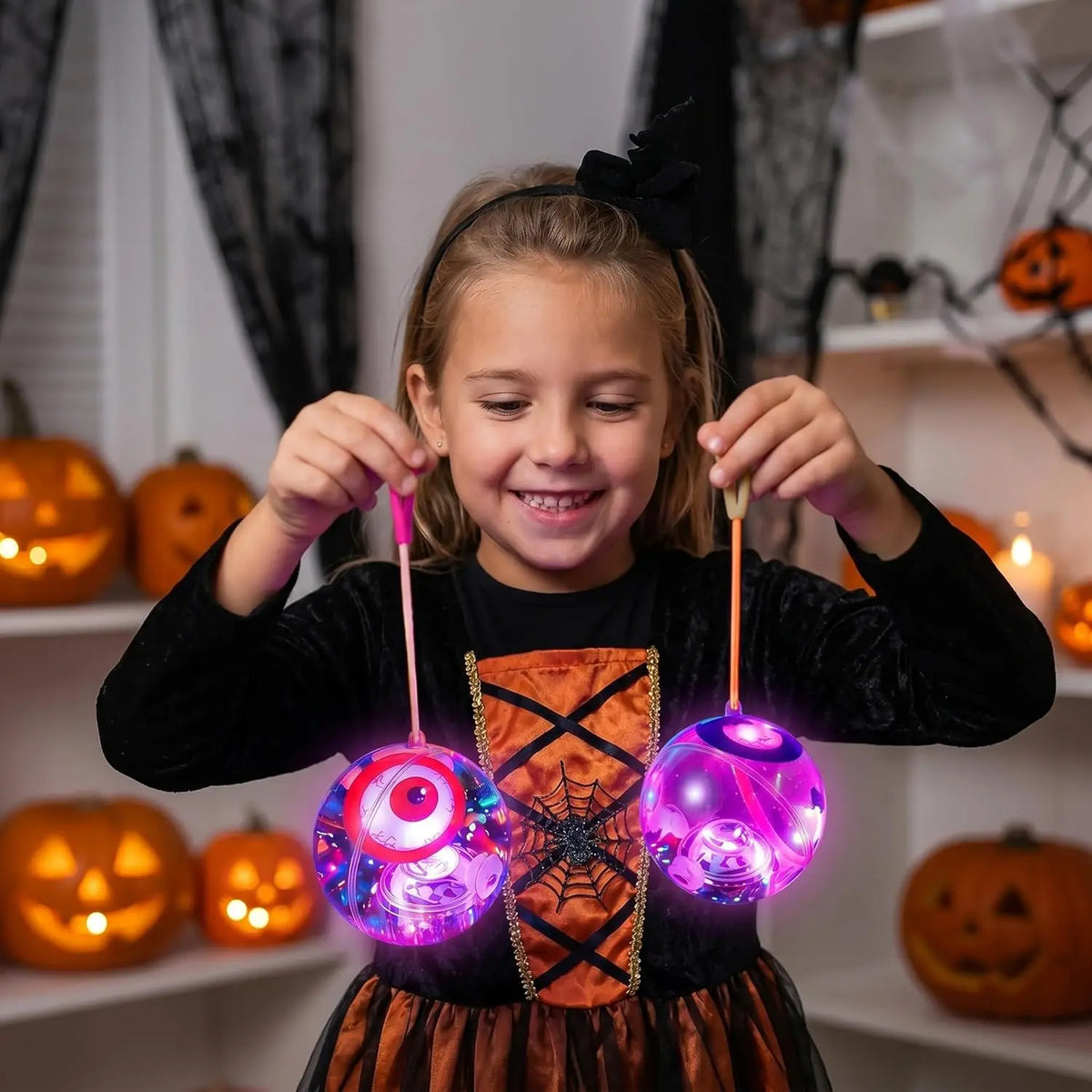 Joyfy Halloween Light Up LED Bouncing Balls With Wrist Ropes