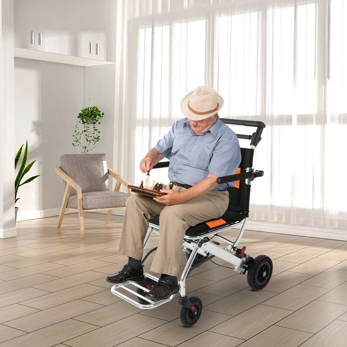 Portable Folding Wheelchair for Seniors and Adults Lightweight Transport Chair