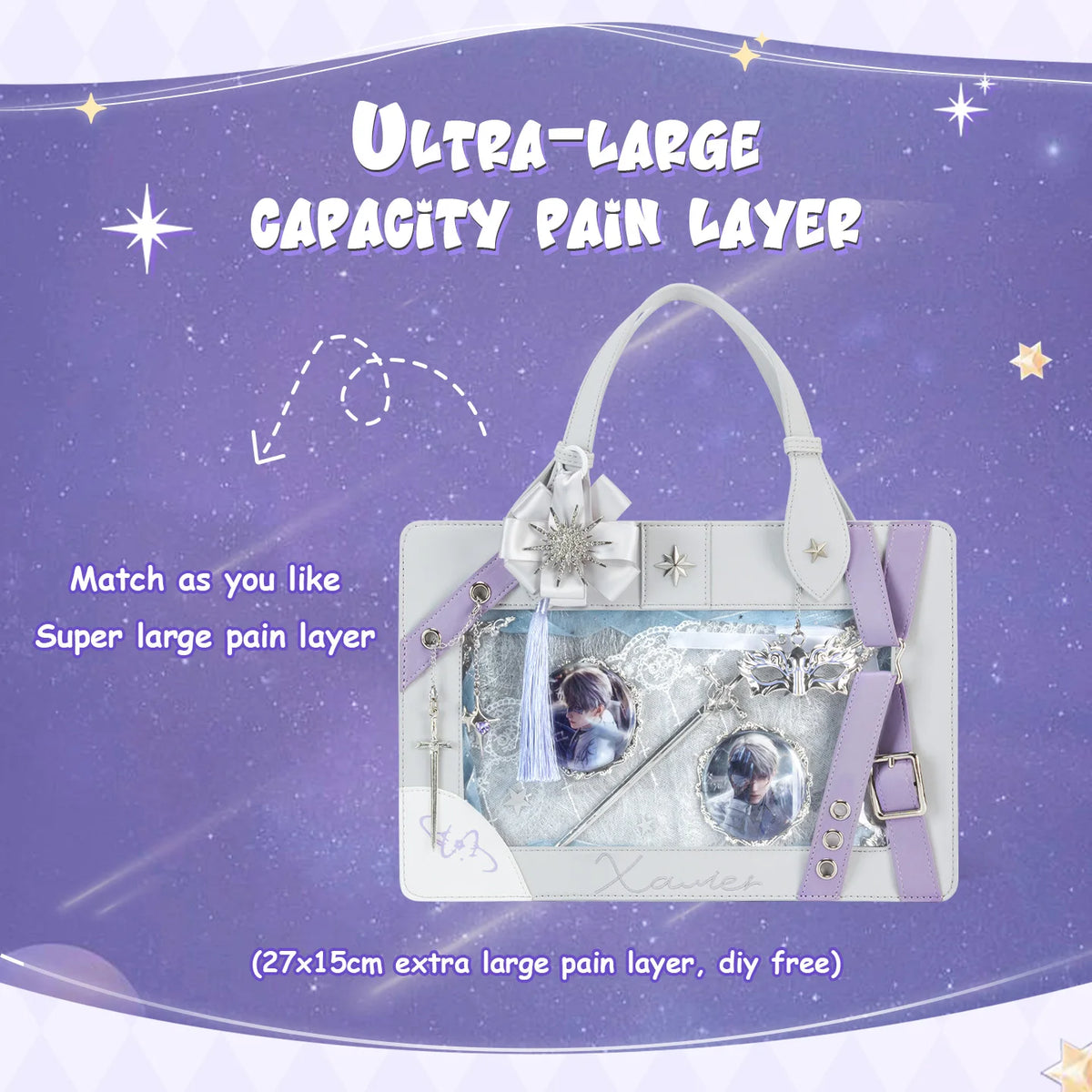 Kabaqoo Trendy Star Ita Bag Transparent Pocket Crossbody