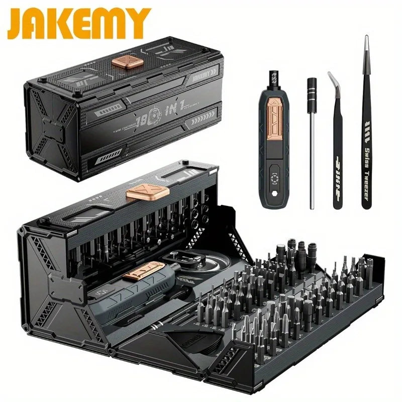 JAKEMY 180 In 1 Precision Manual Multifunctional Screwdriver Set - Magnetic Bits For Mobile PC Glasses Repair Tool