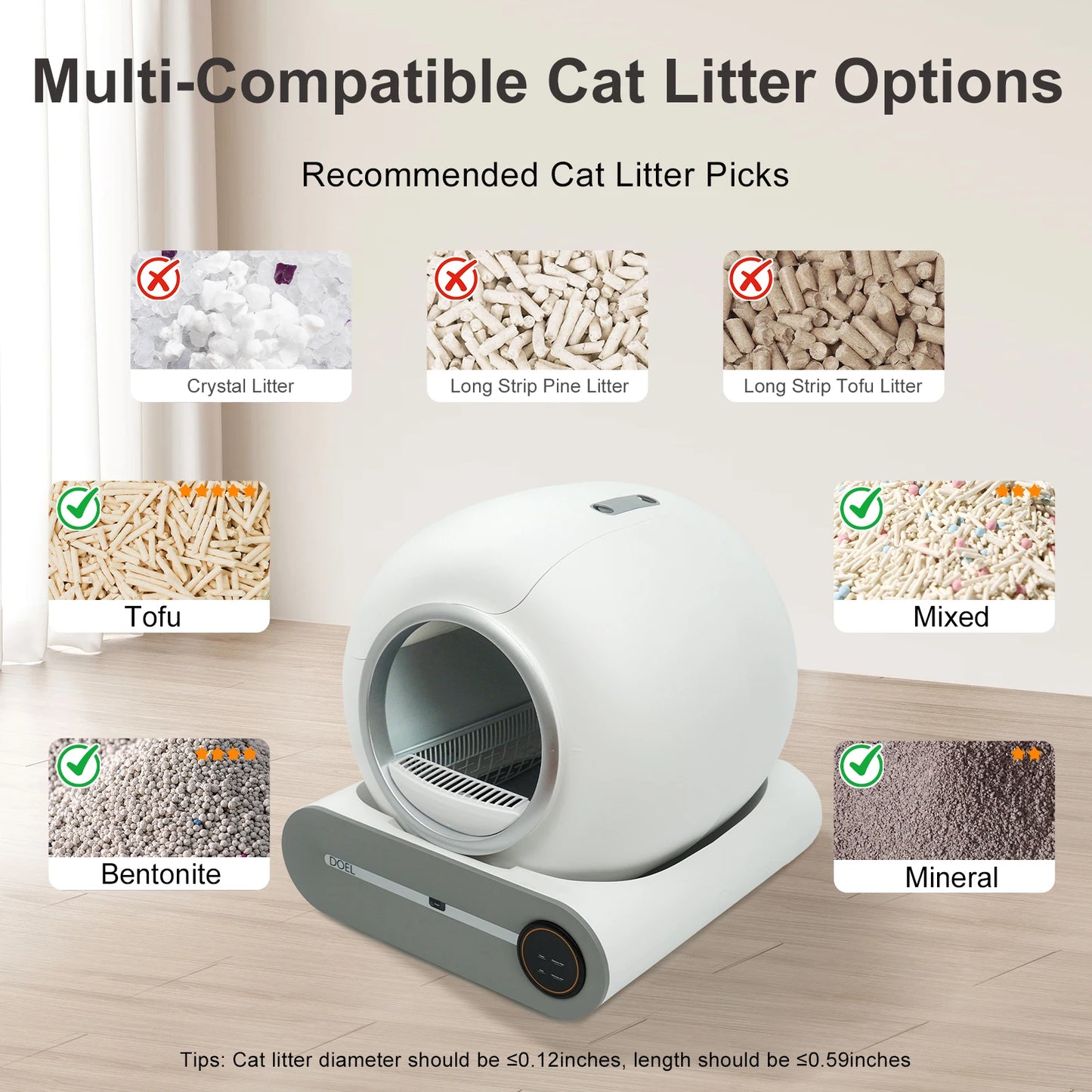 DOEL Self Cleaning Cat Litter Box Automatic WiFi App Control Smart Cat Toilet