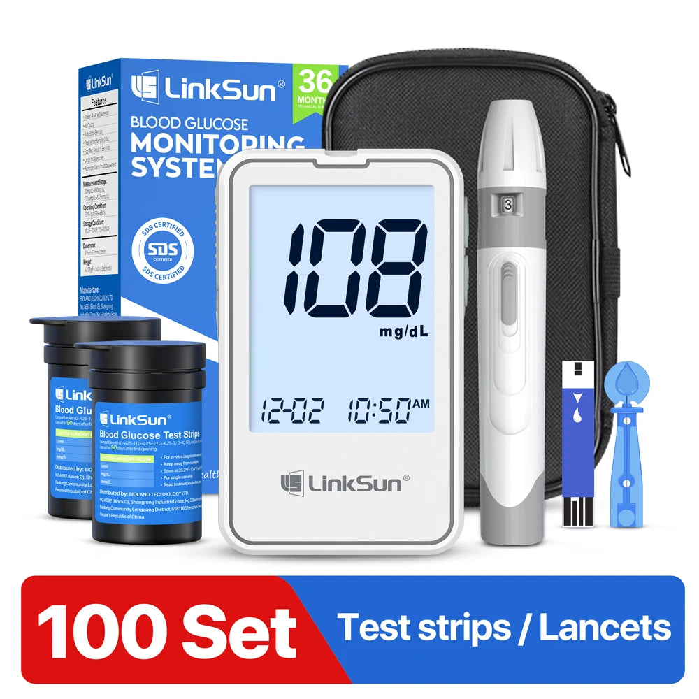 Linksun Blood Glucose Monitor 50 Strips Lancing Device