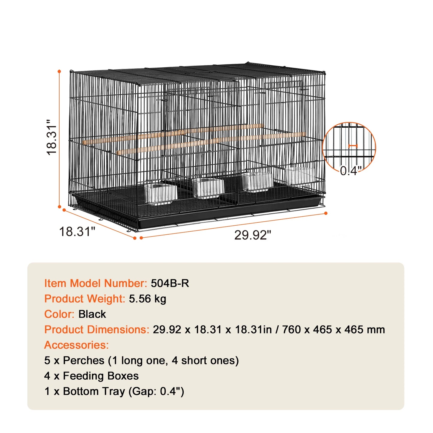 SucceBuy Stackable Divided Iron Bird Cage With Secure Door Handle