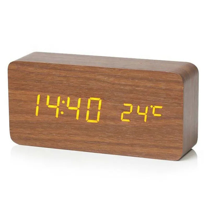 Niditon Wooden Digital Alarm Clock With Temperature Display