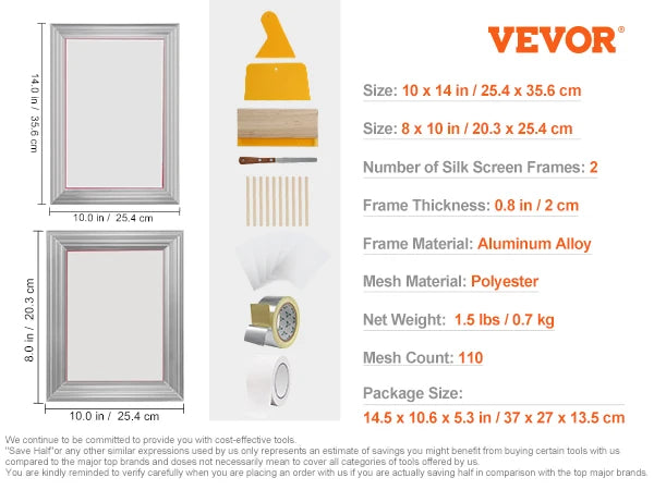 SucceBuy Silk Screen Printing Kit With Aluminum Frames And Glitter