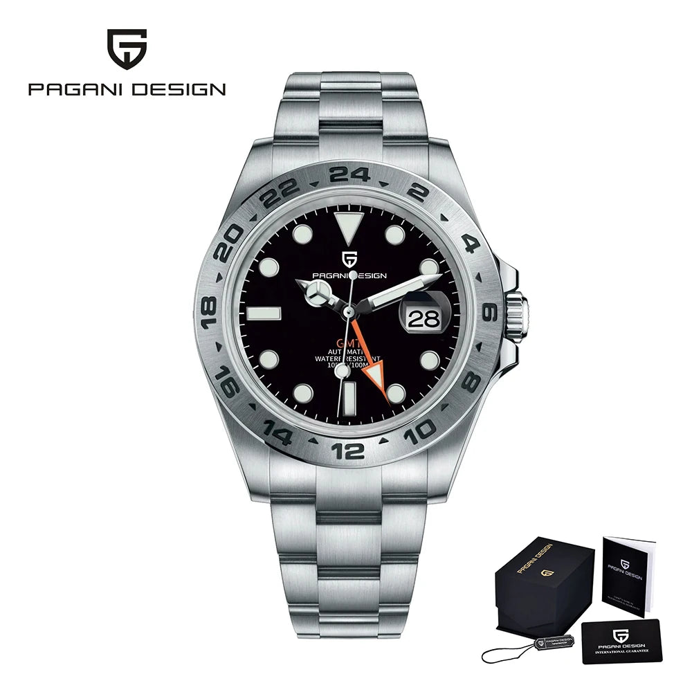 Pagani Design GMT Automatic Stainless Steel Watch With Sapphire Dial