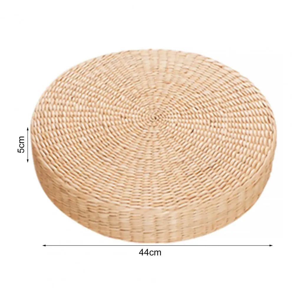 Round Handmade Straw Floor Pillow With Non Slip Bottom