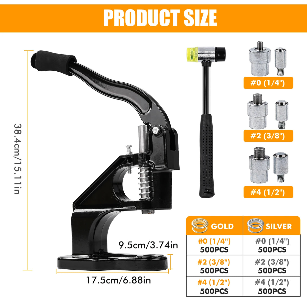 Manual Grommet Eyelet Hand Press Tool for Leathercraft Sewing Projects