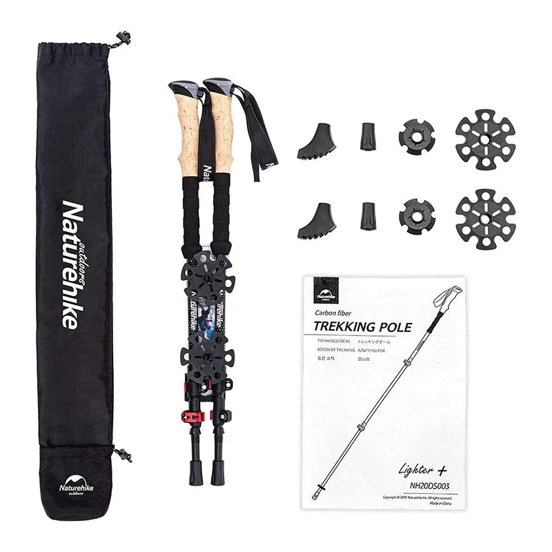 Naturehike Lightweight Carbon Fiber Collapsible Trekking Poles for Hiking