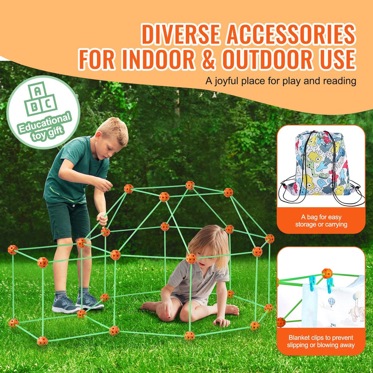 SucceBuy Fort Building Kit Children DIY Castle STEM Educational Toy