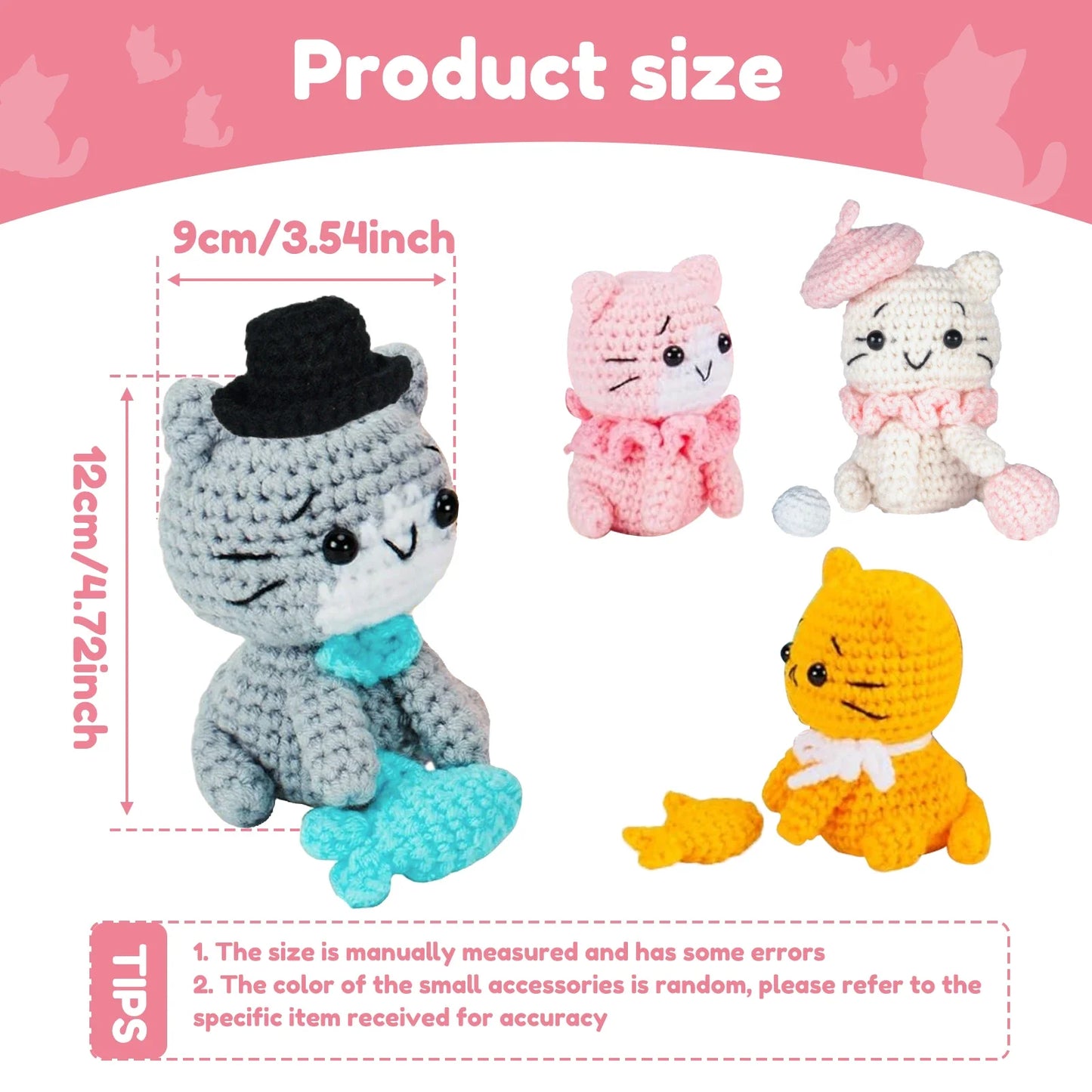 Hign-concerned Crochet Kit For Beginners Cat 4-Piece Set Tutorial