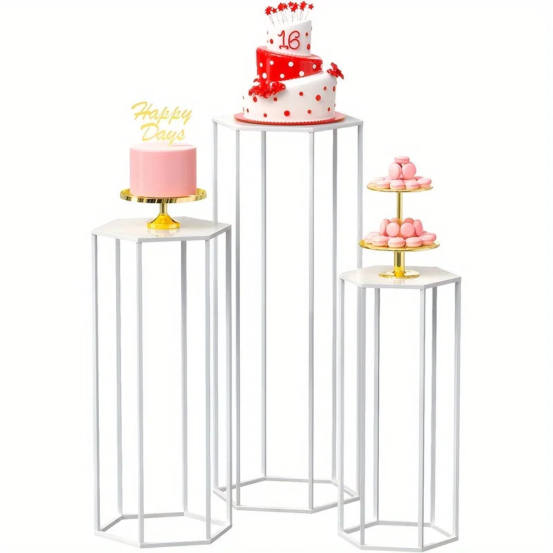 Function 3-Piece Metal Storage Rack Vase Display for Home Decor and Party Bouquets