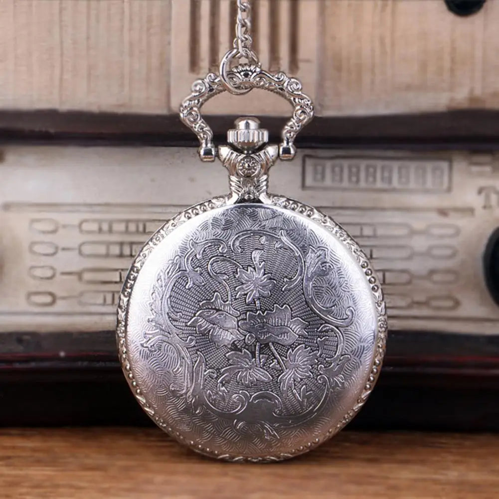 Timeless Antique Steam Train Design Pocket Watch - Vintage Quartz Pendant With Chain Necklace