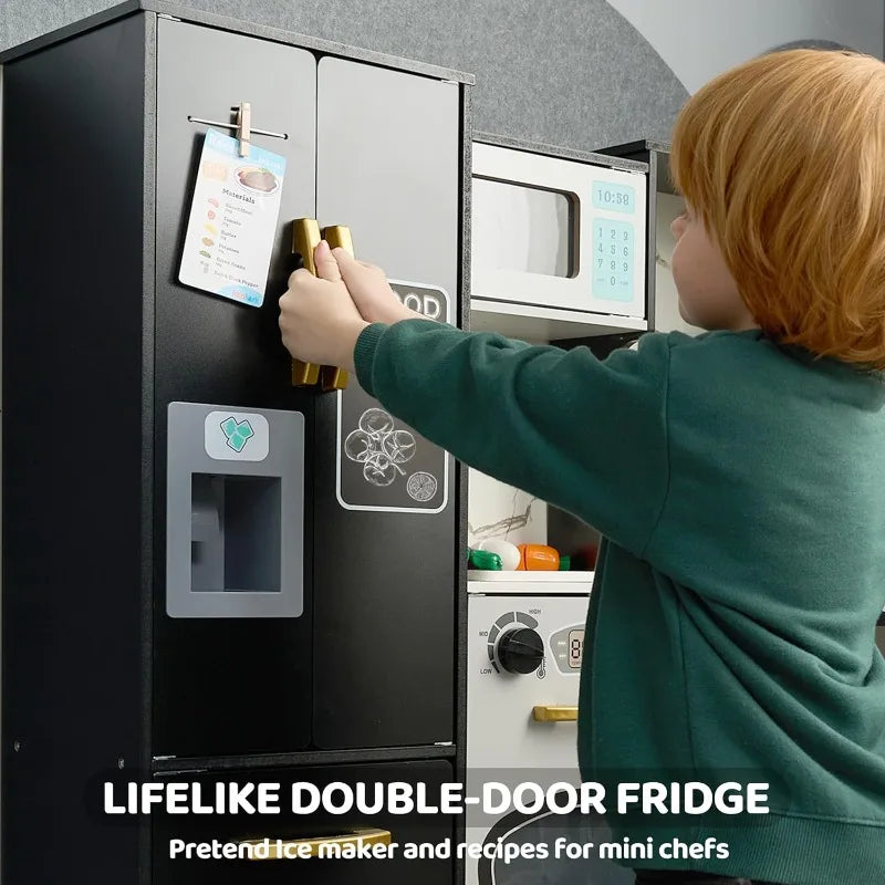 Joyfy Toddler Corner Kitchen Playset With Real Lights And Sounds